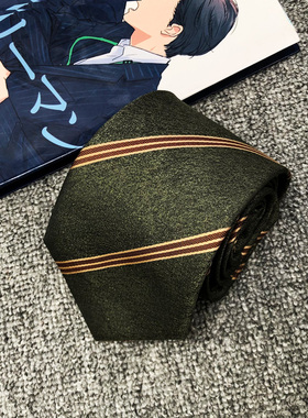 木村叔dk日系浅绿色条纹领带学院风学生搭配西服制服小物手打领带