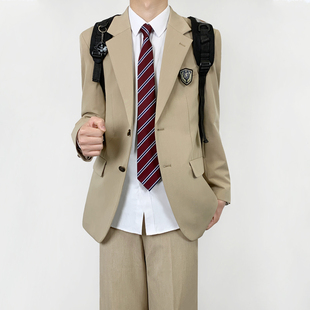 木村叔dk原创日系卡其单排扣西装制服外套男春秋季学院风正装西服