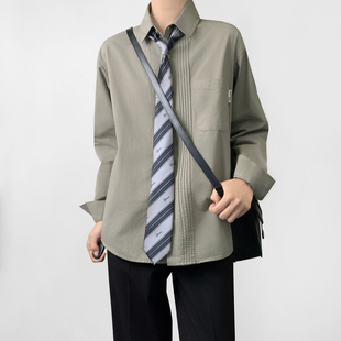 男学院风春秋季 衬衫 内搭叠穿衬衣 长袖 木村叔dk日系原创设计褶皱款