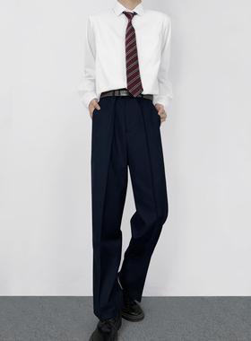 木村叔dk日系原创绀色西裤男春秋季学院风学生百搭正统校供感长裤