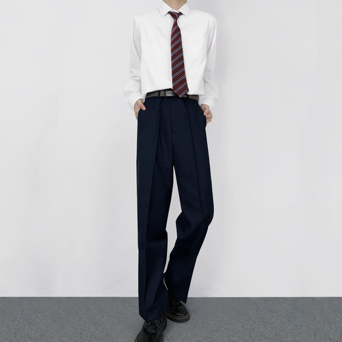 木村叔dk日系原创绀色西裤男春秋季学院风学生百搭正统校供感长裤