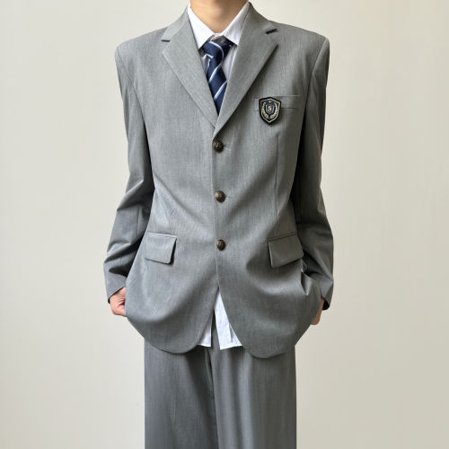 木村叔dk日系原创冰丝西服男士秋季超薄款西装凉感灰色学院风套装