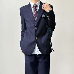 木村叔dk日系原創小眾新款 制服男生初夏季 紺色墊肩西服外套裝 西裝