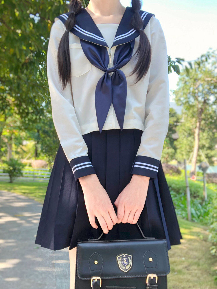 UNCLE KIMURA DK BASIC JK SAILOR SUIT THREE SCHOOL GIRLS DRESS COLLEGE STYLE BLACK LONG SLEEVE TOP UNIFORM SET