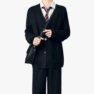 木村叔dk制服开衫毛衣男秋冬季高级感百搭情侣上衣外套休闲针织衫