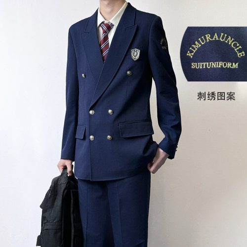 木村叔日系刺绣绀色西装套装