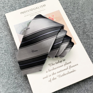 木村叔dk日系原设计创设计灰色领带男生衬衫西服配饰手打条纹领带