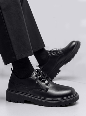 木村叔基础款黑色百搭日常休闲通勤皮鞋学生男生制服鞋日系学院风