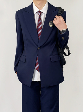 木村叔dk日系原创绀色西服外套男学生学院风春秋季校供感西装制服