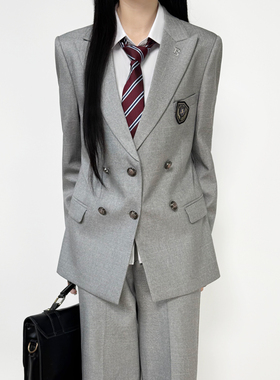 木村叔jk制服女生西服外套春秋季原创日系复古双排扣刺绣西装西裤