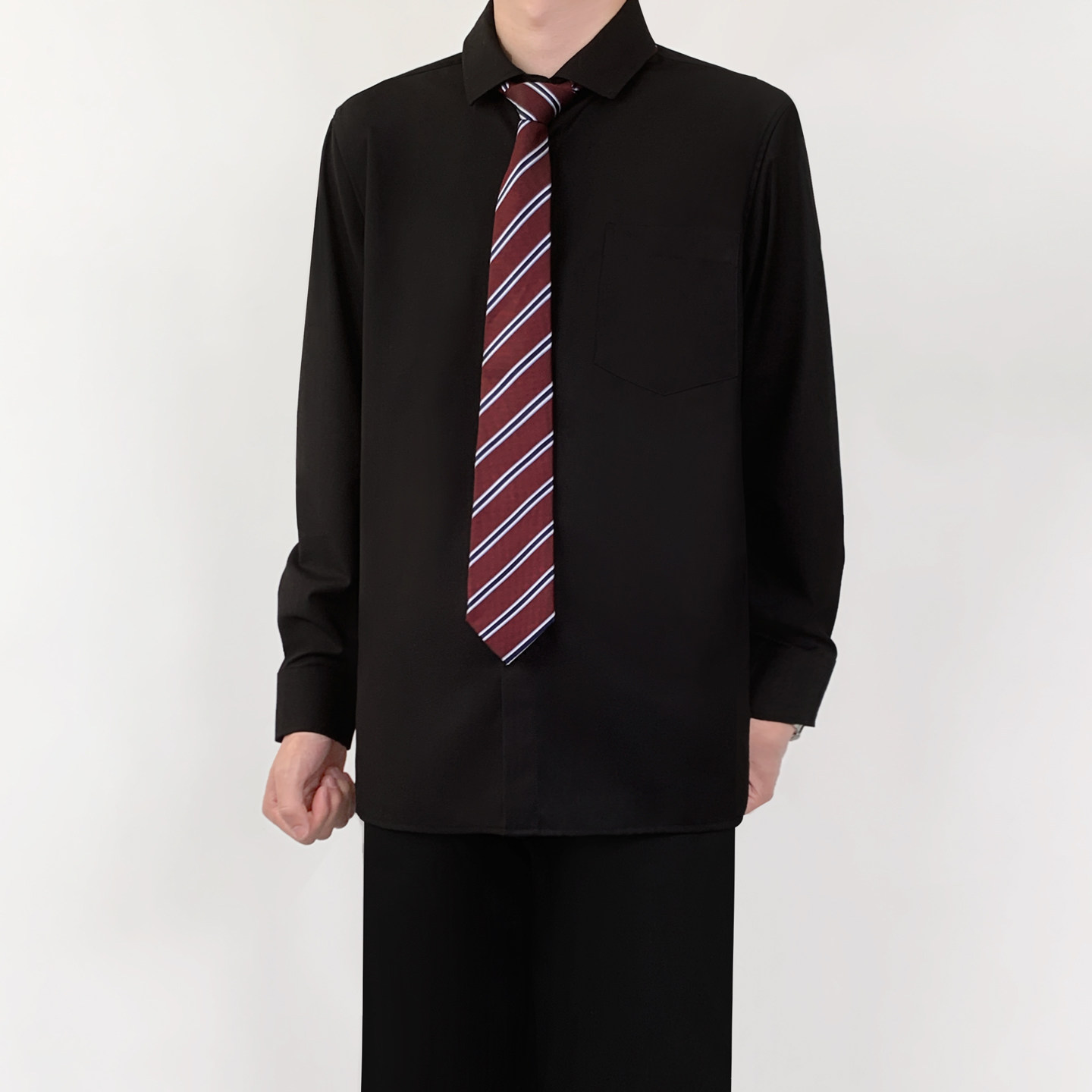 木村叔黑色长袖DK制服衬衫男衬衫图片