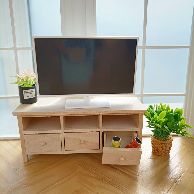 12分娃娃屋迷你家具木制抽屉电视柜储物柜摆件素坯DIY上色,模玩/动漫/周边/娃圈三坑/桌游,手办模型场景道具娃屋,淘宝优惠券,粉丝福利购,淘宝优惠卷