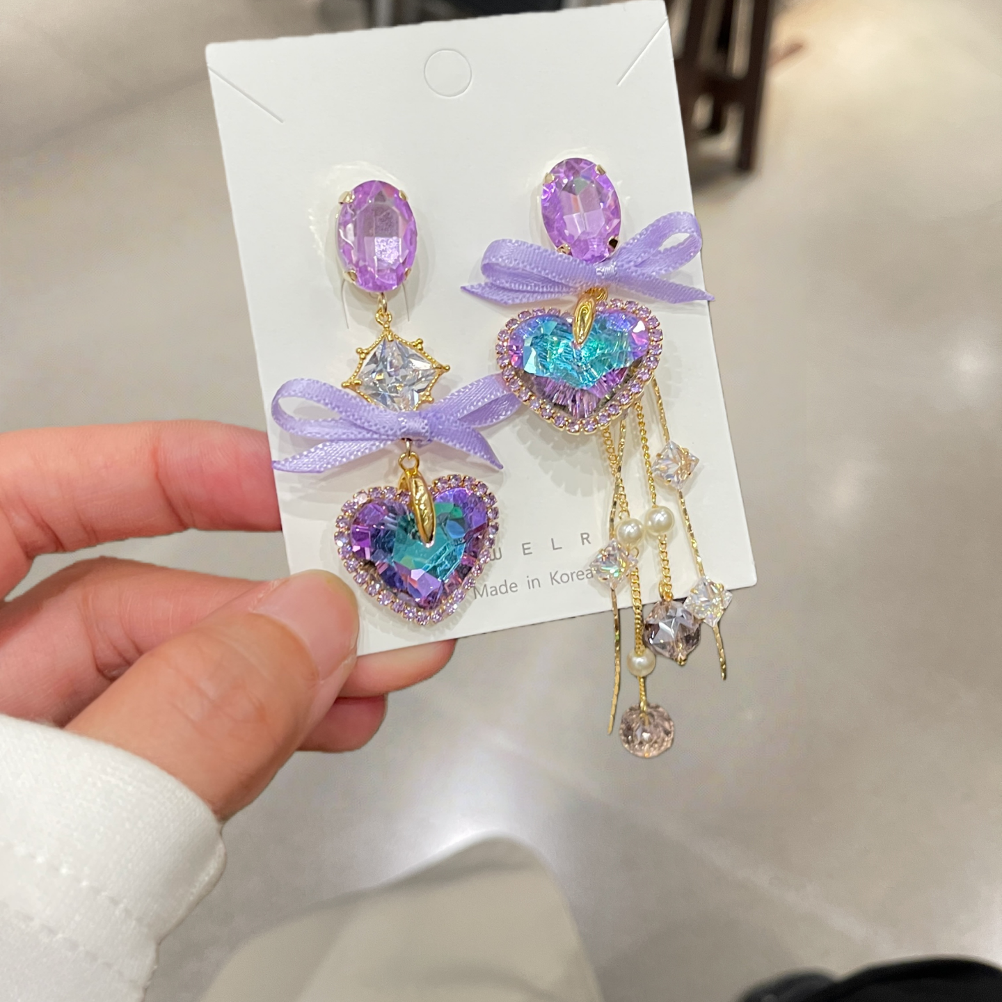 华子梦幻紫钻宝石耳钉不对称耳饰