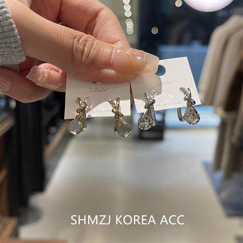 韩国代购施家水晶耳钉个性时尚精致耳环925银针耳饰轻奢高级感女