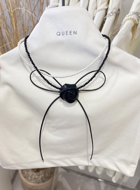 个性时尚多层玫瑰蝴蝶结珍珠项链