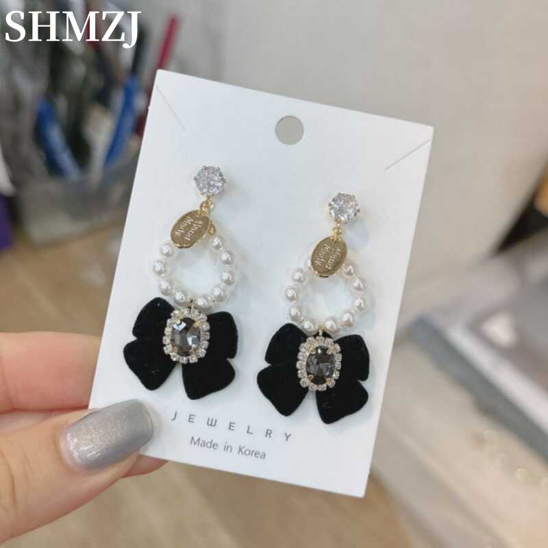 新款黑色韩国蝴蝶结耳饰丝绒网红