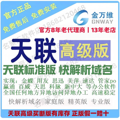 金万维天联高级版加速版快解析家庭专业版异速联ERP软件远程访问