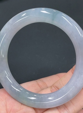 天然A货糯化有水紫色底色冰糯种翡翠圆条手镯 圈口56.7