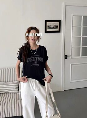 bluetree高品质打底衫女2026夏季新款宽松显瘦圆领短袖T恤上衣潮