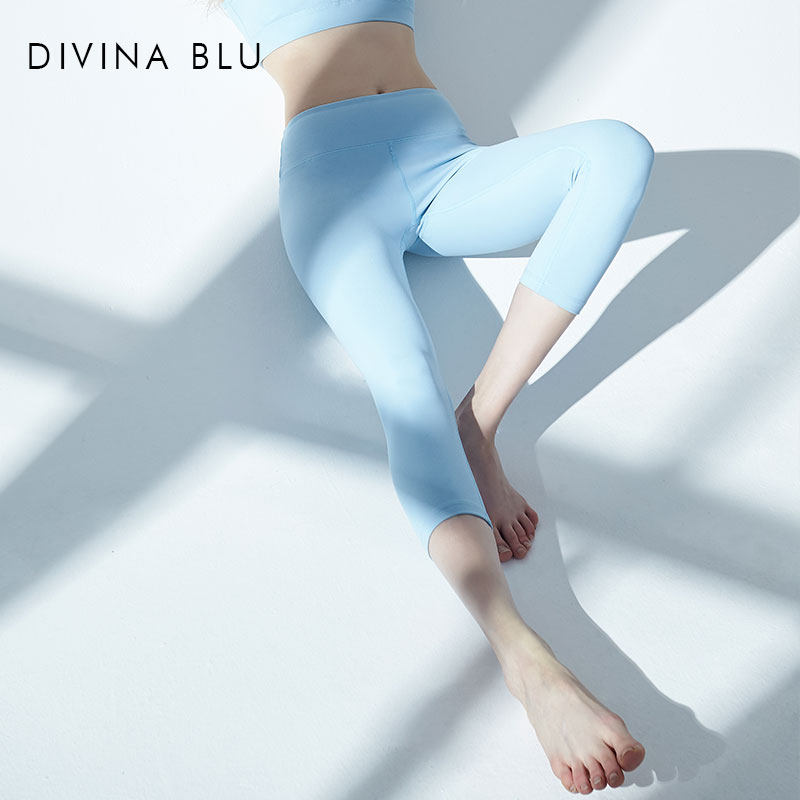 DIVINA BLU西西里系列裸感七分裤春夏薄款高腰瑜伽裤弹力健身裤