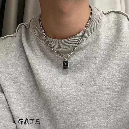 潮男高级锁骨轻奢新款钛钢项链