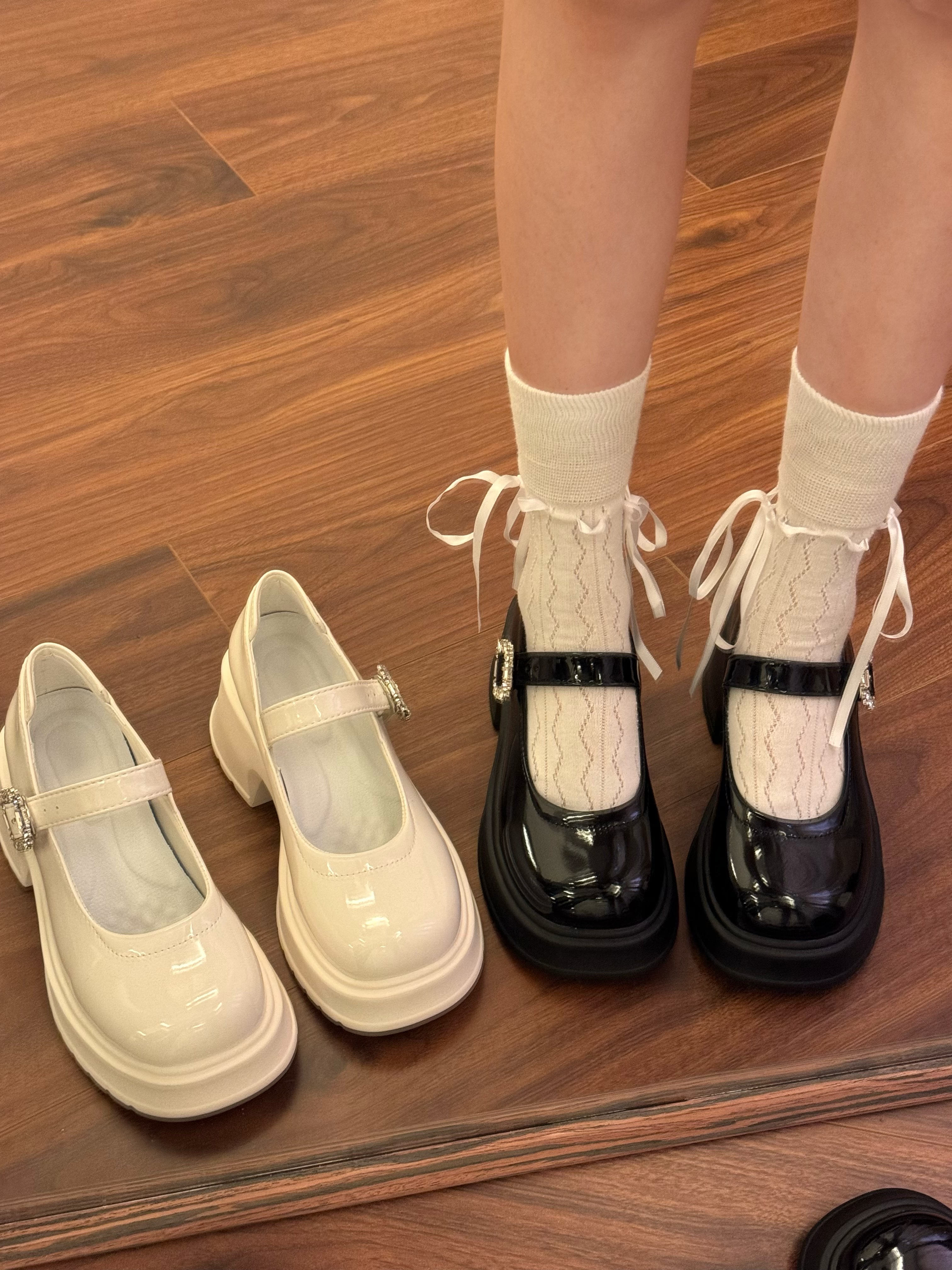 白色厚底小皮鞋女2025夏季新款法式复古增高玛丽珍鞋矮子乐高跟鞋