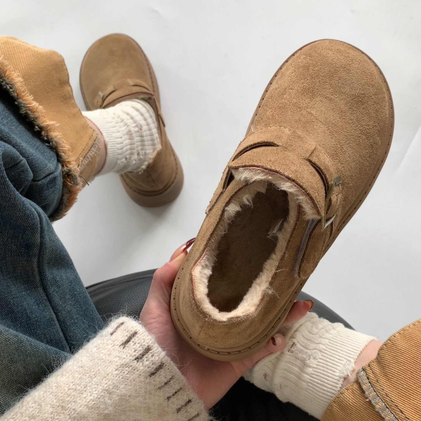 厚底加绒保暖低帮雪地靴