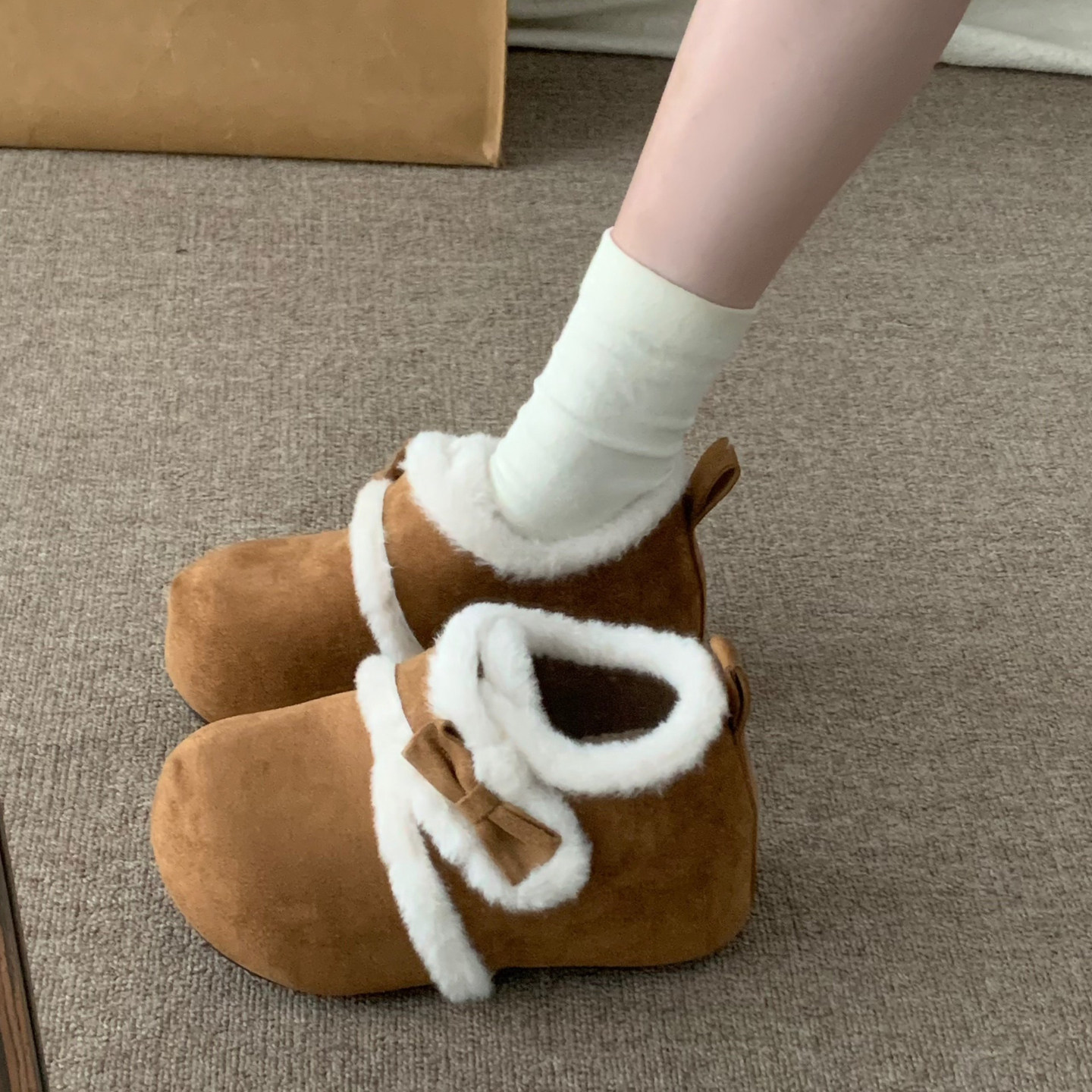 7CM内增高厚底毛绒勃肯鞋女2025冬季新款加绒雪地靴外穿保暖棉鞋,女鞋,棉鞋,淘宝优惠券,粉丝福利购,淘宝优惠卷