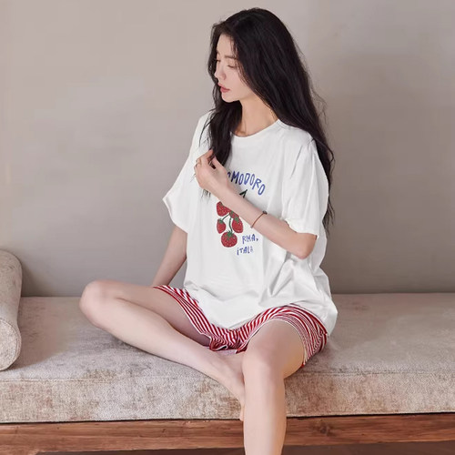 贝妍凉感睡衣女夏薄款短袖家居服