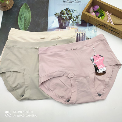 新款彩田女内裤莫代尔螺纹中腰