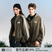 衣服美式 FORNINES复古麂皮绒连帽短款 春季 开衫 外套 夹克男女情侣装