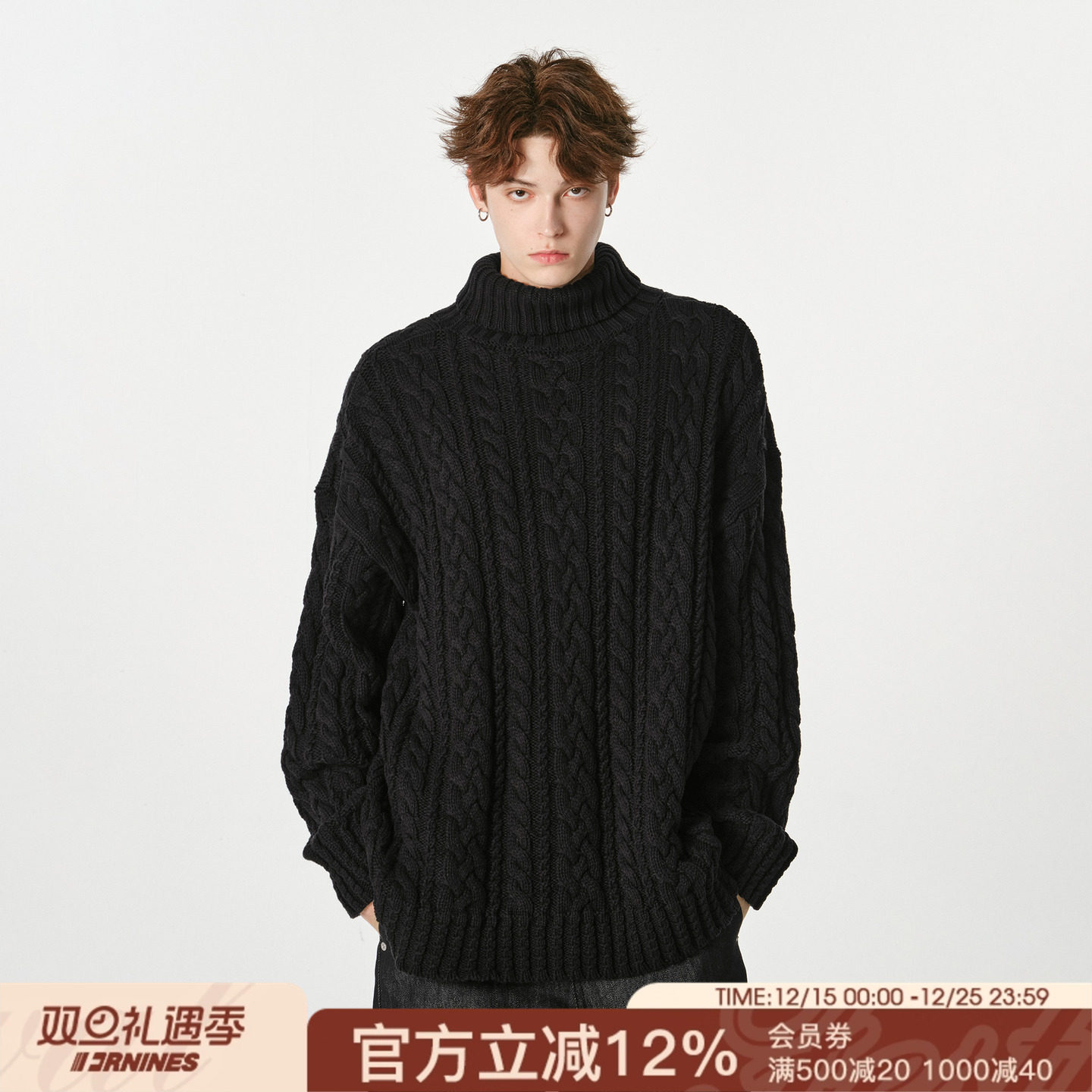 FORNINES可翻高领毛衣男女2025冬季新款保暖套头毛线衣打底针织衫