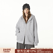 FORNINES重磅刺绣开衫 灰色卫衣男女情侣潮牌春季 连帽加绒加厚外套