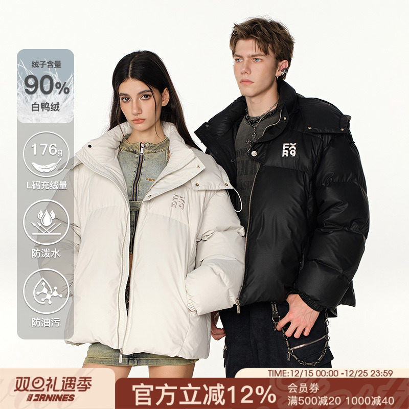 FORNINES皮面羽绒服90白鸭绒