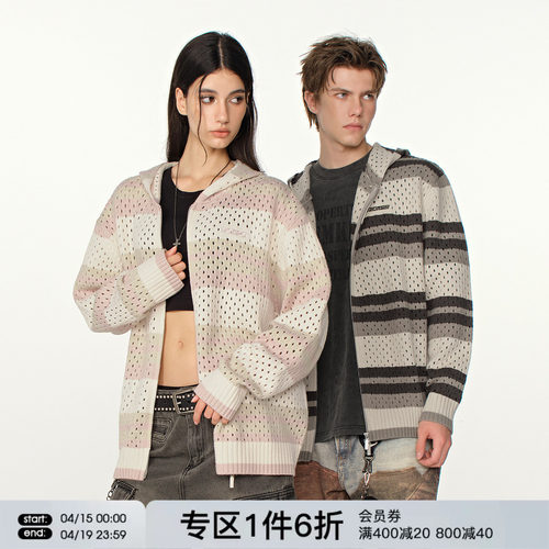 FORNINES镂空撞色针织衫毛衣