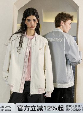 FORNINES民族风拼接贴布刺绣夹克外套男女潮牌情侣春季美式棒球服