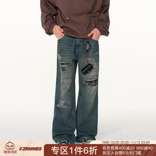 FORNINES乱针绣贴布牛仔裤