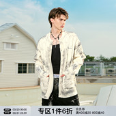 针织衫 外套潮牌秋冬情侣装 毛衣男女宽松美式 FORNINES破洞喷色开衫