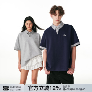 翻领半袖 男女情侣上衣潮牌2026夏季 T恤 polo衫 FORNINES假两件短袖