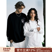 T恤男情侣潮牌卫衣内搭上衣秋冬打底衫 FORNINES刺绣重磅美式 长袖