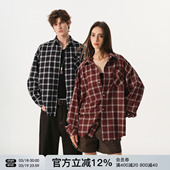 新款 男女情侣上衣潮牌2026春季 格纹外套 衬衫 FORNINES刺绣格子长袖