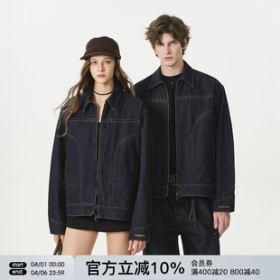 情侣复古工装 外套 牛仔夹克男女春季 FORNINES莱赛尔原牛正肩微短款
