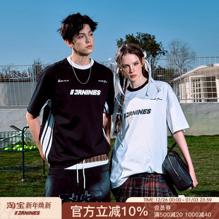 半袖 美式 T恤男女情侣上衣潮牌夏季 FORNINES凉感速干拼接运动短袖