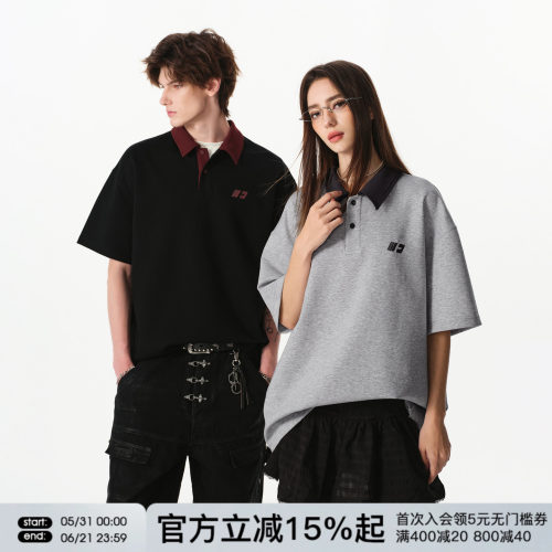 FORNINES曼巴棉撞色翻领短袖polo衫男女情侣上衣潮牌夏季半袖T恤