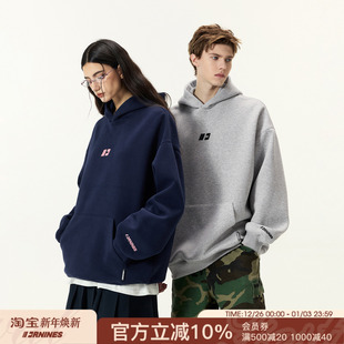 外套女 潮牌情侣秋冬加厚美式 FORNINES刺绣重磅卫衣男款 加绒连帽衫