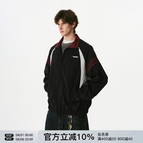 FORNINES撞色拼接立领运动夹克男女2026春季新款情侣衣服潮牌外套