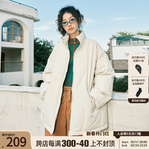 FORNINES肌理感刺绣加厚立领棉衣男女宽松防寒服潮牌冬季美式外套