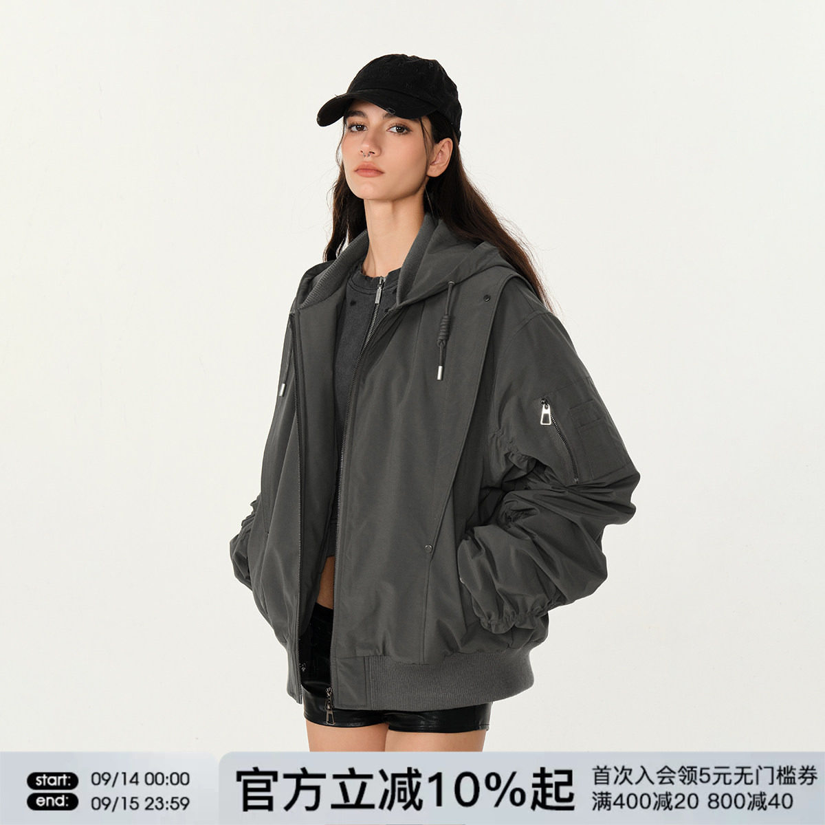 FORNINES短款连帽加厚棉衣男女潮牌冬季美式工装外套飞行夹克棉服