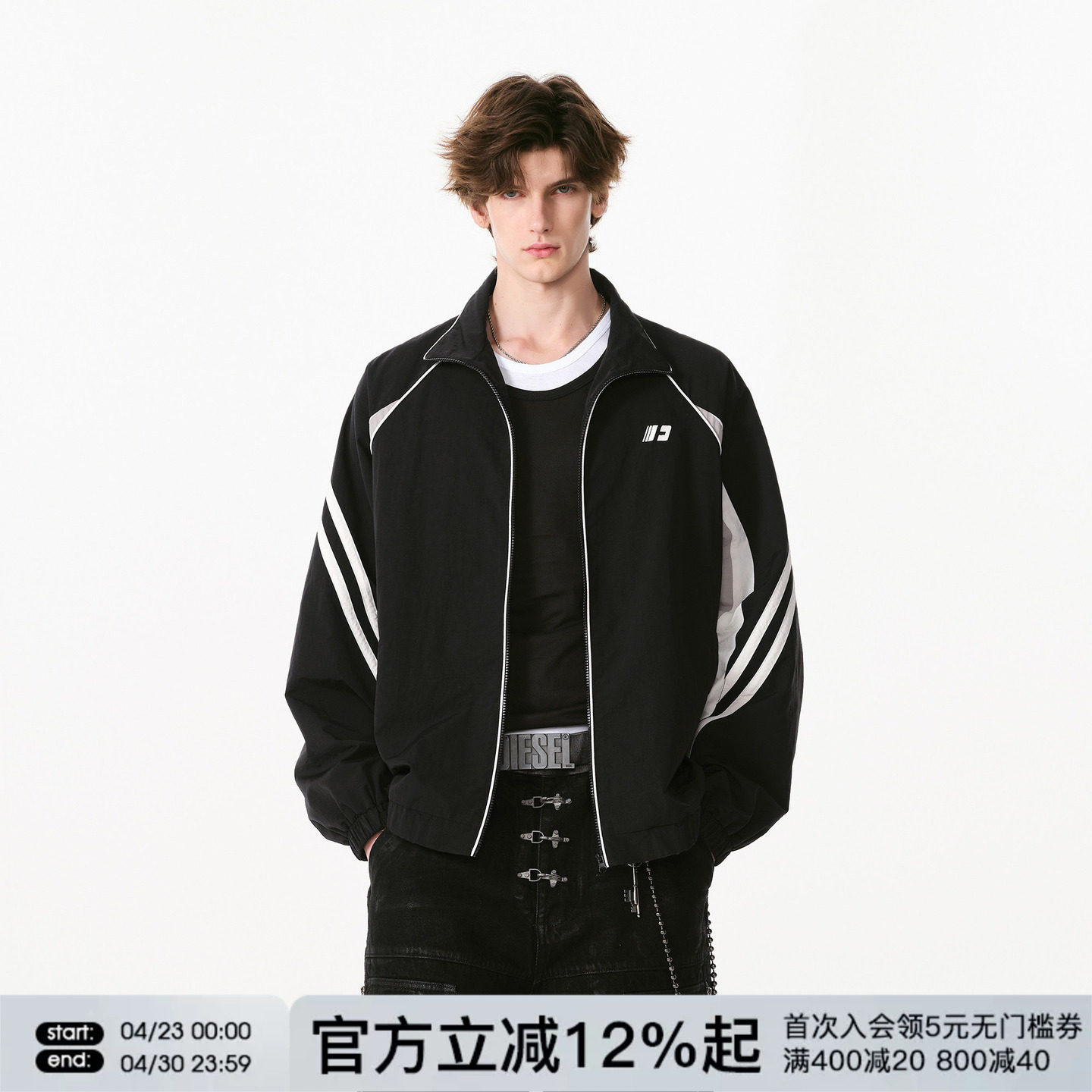 FORNINES撞色拼接立领运动夹克男款潮牌情侣装2026春季新款外套女