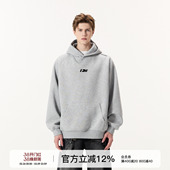 外套女 潮牌春秋情侣上衣美式 FORNINES刺绣重磅灰色卫衣男款 连帽衫